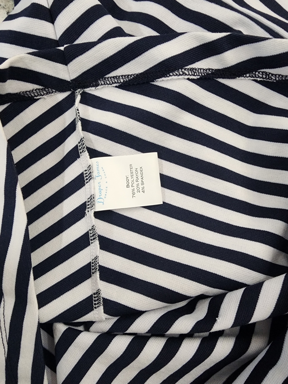 Draper James Navy & Pink Striped Fit-and-Flare A Line Dress - Picture 5 of 8